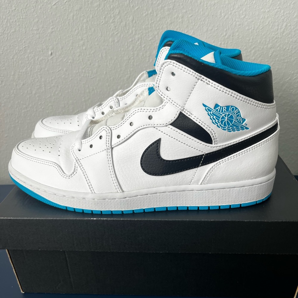 Jordan 1 Mid Laser Blue.  Size 11.5. Great condition, gently worn.